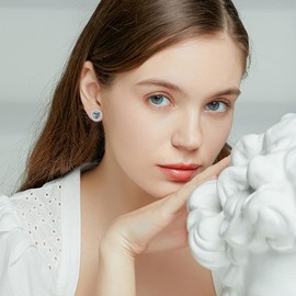 Circle Stud Earrings s925 Sterling Silver Heart Abalone Shell Earrings for Women Jewelry Christmas Birthday Gifts