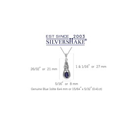 Silvershake Natural Iolite White Gold Plated 925 Sterling Silver Celtic Knot Pendant with 18 Inch Chain Necklace