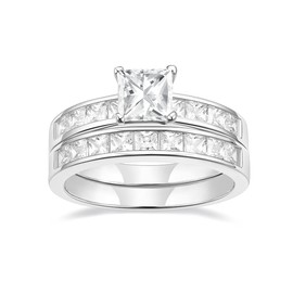 Mameloly 1.2ct Engagement Rings for Women Princess Cut Bridal Set Cubic Zirconia Wedding Rings Band Set Size 10