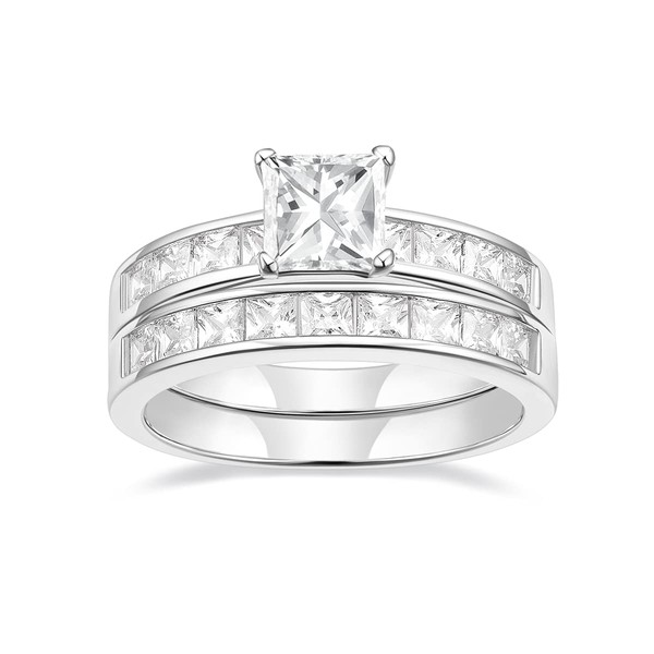 Mameloly 1.2ct Engagement Rings for Women Princess Cut Bridal Set