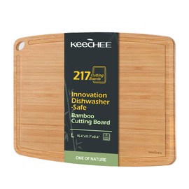 Dishwasher Safe Bamboo Cutting Board 15.4x11.7in – Heat-Resistant Chopping & Charcuterie Board with Juice Groove, Durable Lightweight Kitchen Essentials for Meat, Vegetables, Ideal Gift, Easy Clean