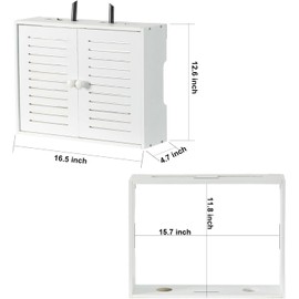 Hooyage WiFi Storage Box Wall Mount Router Shelf Wooden WiFi Router Box Hider Wall Mount Router Storage Box for Modem Cable