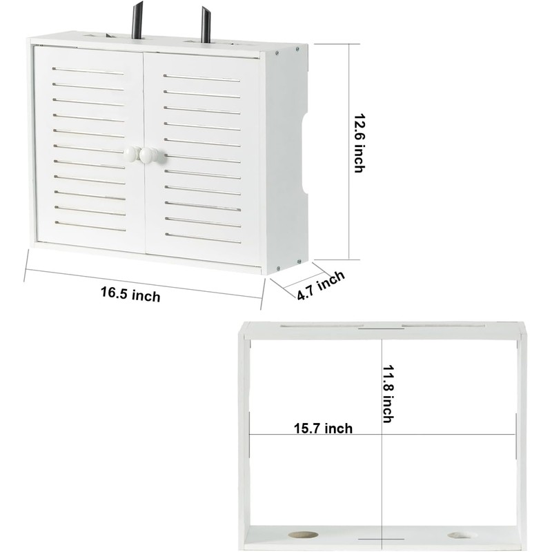 Hooyage WiFi Storage Box Wall Mount Router Shelf Wooden WiFi