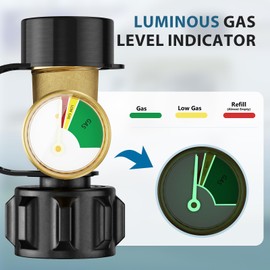 Rushare Propane Tank Gauge Level Indicator for 5-20LB Tanks, Universal for RV Camper, Gas Grill, Camping Stove, Propane Heater, Fire Pit and More, QCC1/Type 1 Connection