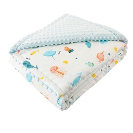 Soft Baby Blanket Minky 30" * 43" with Dotted Backing Ocean Creatures Newborn Nursery Swaddling Blankets Infants Boys Girls Receiving Blanket for Toddler Crib Stroller, Car Seat and Pets
