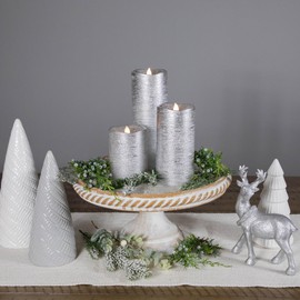 Northlight Set of 3 Brushed Silver-Tone LED Flickering Flameless Pillar Candles 8"