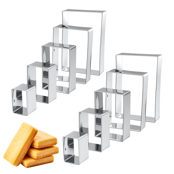 Guduling 10pcs Square Cookie Cutter Set, Rectangle Cookie Cutter, Cortadores