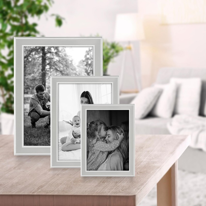 Siena Beaded Silver Picture Frame, Tarnish Resistant Finish, Perfect Photo