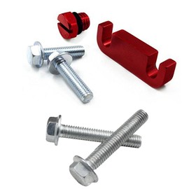 iFJF Fuel Filter Head Housing Spacer Air Bleeder Screw and 4pcs Bolts Replacement for Duramax 2001-2017 Red