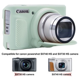 BOVKE Silicone Camera Case for Canon PowerShot SX740/ SX730 Digital Camera, SX740 Camera Soft Case Cover Rubber Camera Sleeve with Removable Lens Cover, Jelly Green