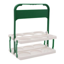 AIYoo Collapsible Water Bottle Carrier,Portable 6 Holes Drink Carrier for Delivery,Reusable Plastic Beer Bottle Coffee Cup Holder with Handle for Catering Restaurant Travel Car,Green & White