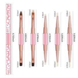 WOKOTO 5 PCS Pink Double-Ended Acrylic Nail Art Brushes Set Gel Polish Nail Art Design Pen Painting Tools Nail Art Liner Brush Ombre Nail Brushes For Acrylic Application Salon At Home Diy Manicure