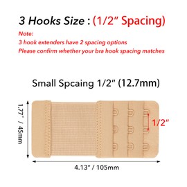 Women's Bra Extenders 3 Hooks,3 Hook Bra Extender plus szie Bra Extensions Bra Strap Extender(1/2")