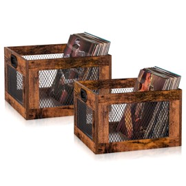3IngSeagulls 2 Pack Albums Storage for Vinyl Records, Durable and Reliable Record Crates for Vinyl, Lp Record Storage Boxes Cube Record Holder Organizers，Easy to Assemble……