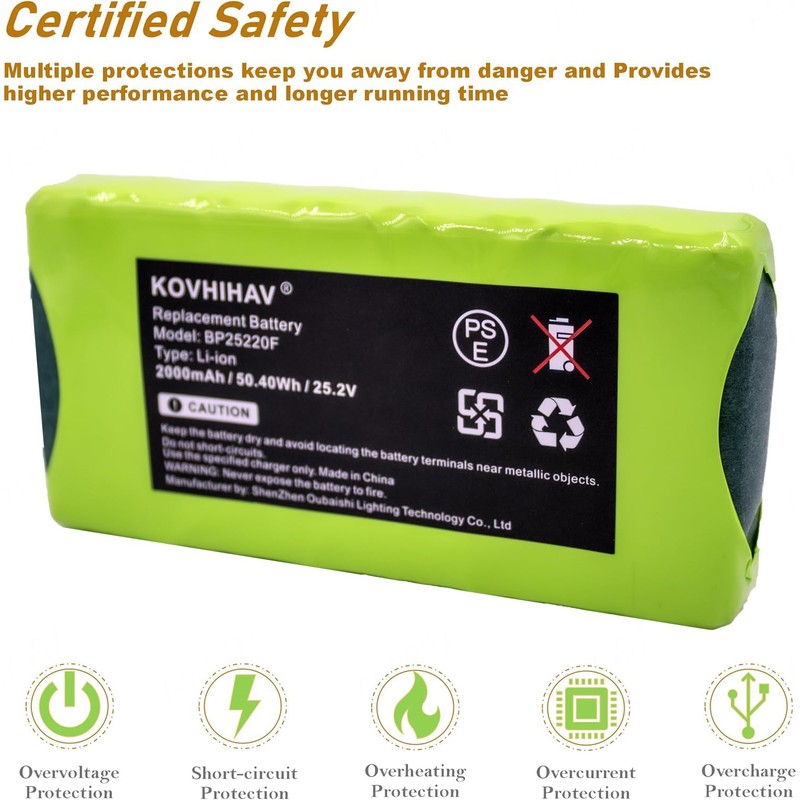 BP25220F Vacuum Battery for NEC180 NEC185 25.2V Li-ion 2000mAh