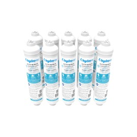 HYDROVOS Inline Water Filter for Refrigerator, Ice Maker, Reverse Osmosis System, 1/4" Quick Connect, 10" Carbon Water Filter Reduces Chlorine Taste & Odor for Drinking Water, Filtered Ice, Bulk Pack