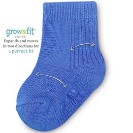 Fruit of the Loom Baby 14-Pack Grow & Fit Flex Zones Cotton Stretch Socks - Unisex, Girls, Boys (2-4 Years, Blue)