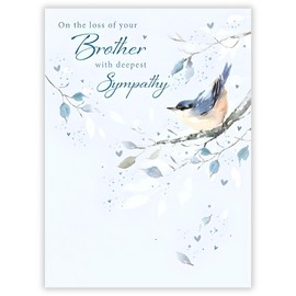 Sympathy Card - Deepest Sympathy on the Loss of Your Brother - Watercolour Bird Design - Made in the UK - Eco-Friendly