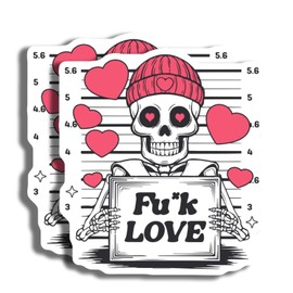 Skull Skeleton Sticker Funny Heart Valentine's Day Gift Decal Unique Anti Love Sticker Lover Hat Skull Art Decoration - Durable Decorative Design for Home or Office - AAS0899