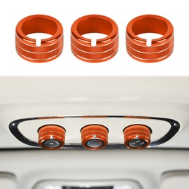 HTHE for Dodge Durango Interior Accessories Center Console Air Conditioning Button Cover Trim Compatible with Dodge Durango 2011 + (3pcs,Aluminum,Orange)