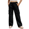 Haloumoning Girls Cargo Pants Casual Baggy Wide Leg Elastic Waist