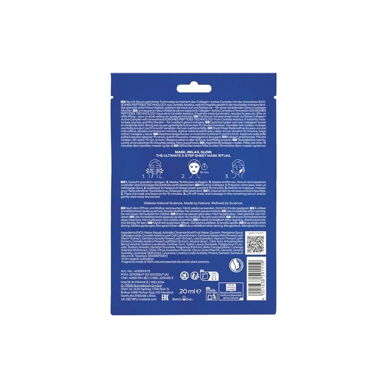 WELEDA Bio Exo Boost Collagen Cloth Mask Blue Gentian -