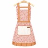 Retro Floral Canvas Apron for Kitchen Cooking – Ruffle Edge
