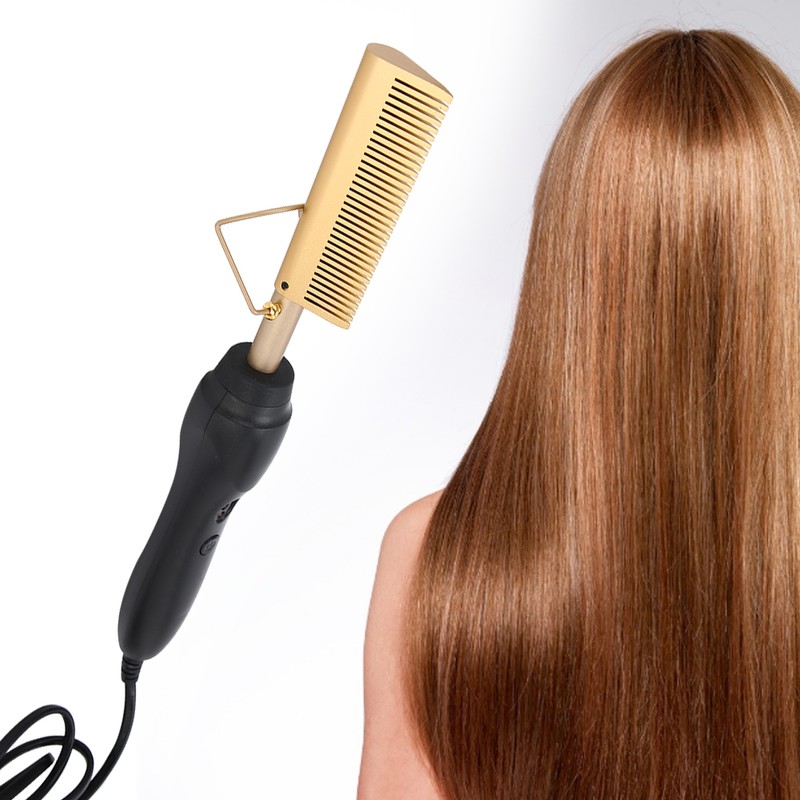 Multi Functional Electric Heating Hair Straightener Comb Hair Curler Curling