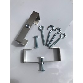 Set of 2 Stainless-Steel Clinch-It 4" Concrete Fence-Post Brackets with Screw, Eye & Hook Bolts