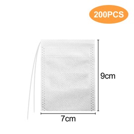 Relota Pack of 200 Tea Bags for Loose Tea, Tea Filter, 7 x 9 cm Filter Bags Tea with Drawstring Closure, Tea Filter Bags for Self-Filling for Loose Tea, Spices, Coffee, Herbal Powder (White)