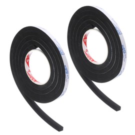 PATIKIL 5/8" W x 3/8" T x 6.6Ft Insulation Foam Tape, 2 Rolls Self-Adhesive EVA Weather Stripping for Wrap Pipe Door Window Insulation Soundproof Anti Vibration Collision, Black