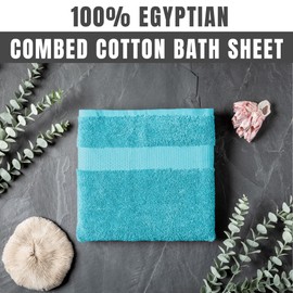 Towelogy Luxury Extra Large Bath Towels 90x140cm | 100% Egyptian Cotton Ring Spun Soft and Absorbent Hotel Quality Spa Bath Sheet (1, Aqua Blue)