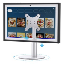 Almoz Riser Stand for Echo Show 21, Show 15 (All Generations), Adjustable Height with Swivel and Tilt, Aluminum Holder Stand for Show 21, Sturdy Non-Slip Base, Easy Screw Assembly (Riser-Silver)