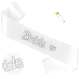 KICOSY Pearl Bride Sash Bachelorette Party Engagement Party Decorations Bachelorette Outfit for Bride Bridal Shower Favors