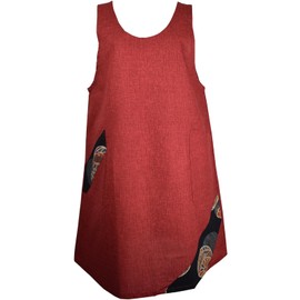 Berry U-Neck Apron with Japanese Patterns, Fashionable, Simple, Spotty Dyed, red B