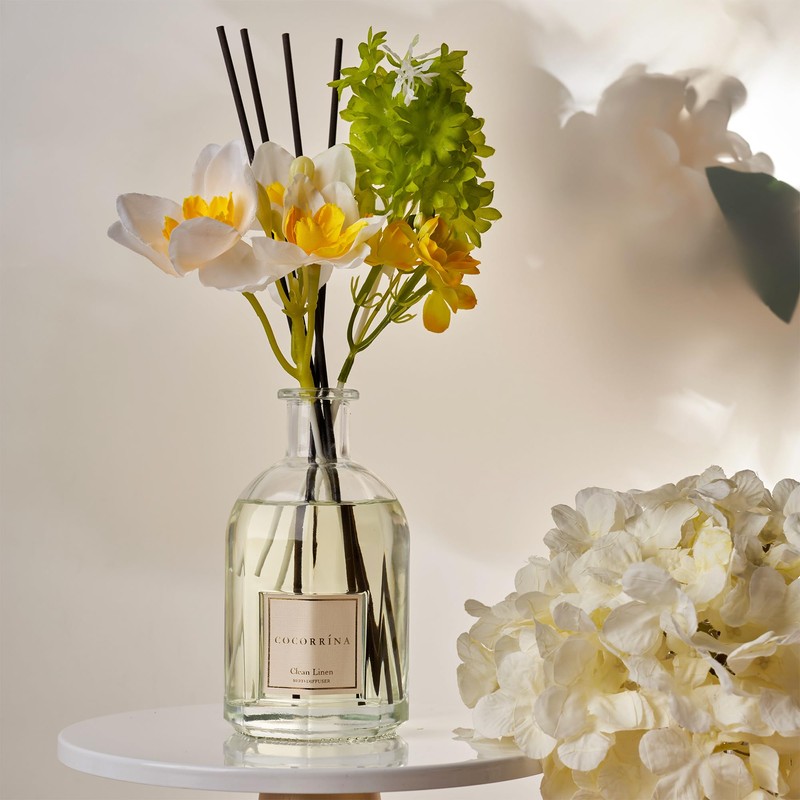 COCORRÍNA Reed Diffuser - Clean Linen 8.5 Fl.oz/ 250ml Flower