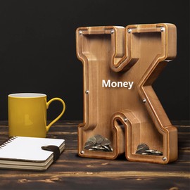 AORCMITN Wooden Letter Coin Piggy Bank for Boys Girls Kids Toddler Adults Money Bank Best Gift for Friends（9.2inch-Z