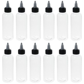 SHUATI 12Pcs 5oz Plastic Bottles, Squeeze Dispensing Bottles, 150ml Refillable Bottles, Empty Container with Twist Open Cap for Liquids, Oils