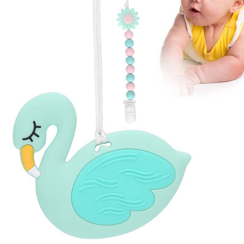 Swan Shape Infant Baby Pacifier Clip AntiLost DIY Teething Necklace