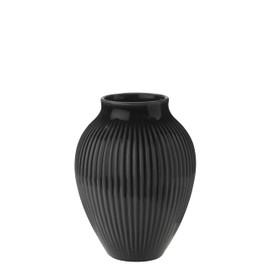 Knabstrup Black Fluted Vase Height 12.5cm