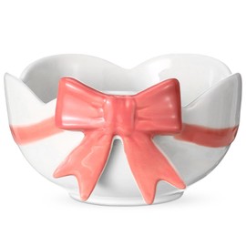 Reallnaive 5.6 Inch Pink Bow Bowl Coquette Style Bow Cute Soup Bowls for Kitchen Cereal Oatmeal Salad, Aesthetics Home Decoration