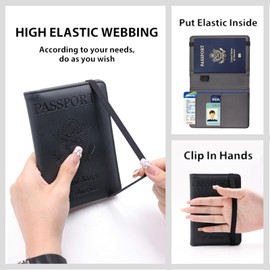 Passport Holder Cover Wallet Passport Protector Leather Card Case Travel Document Organizer,Travel Accessories for Women Men (Black)