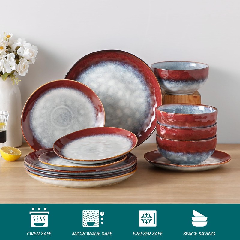 vancasso Starry Dinnerware Set for 4, Handmade Reactive Glaze Stoneware