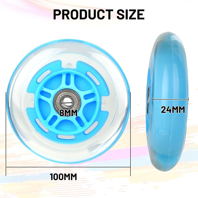 DBREAKS Ruote Luminose LED, 2Pcs Ruote di ricambio per scooter,