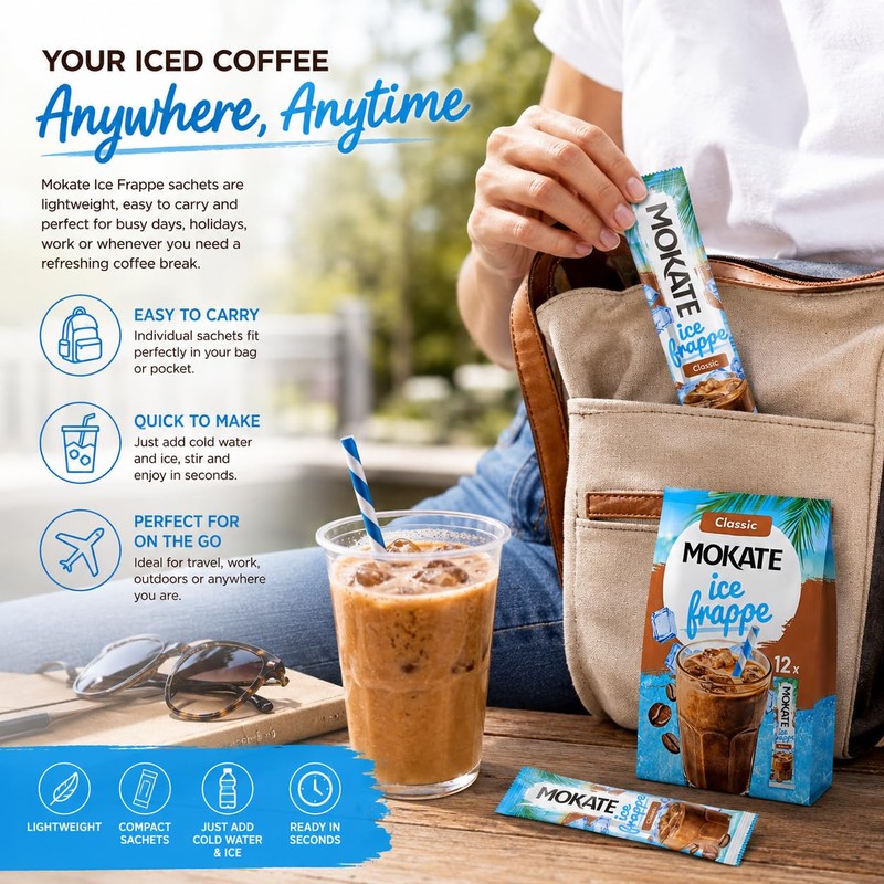 24 x Mokate Ice Frappe Instant Coffee Sachets. 2 x