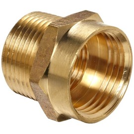 Anderson Metals Brass Garden Hose Fitting, Connector, 3/4" Female Hose ID x 3/4" Male Pipe x 1/2" Tapped Female Pipe
