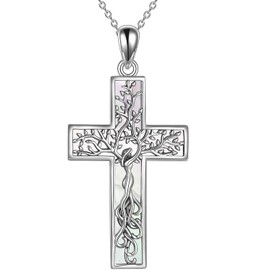 YFN Tree of Life Necklace Sterling Silver Tree of Life Pendant Necklace Mother of Pearl Tree of Life Jewelry for Women