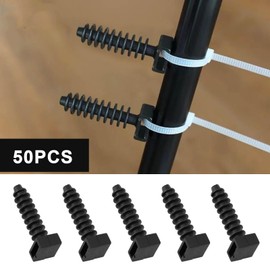 OTOTEC 50Pcs Cable Tie Masonry Fixing Plugs Screw Mounts Knock in Wall Nylon Base Holder Up to 9mm Cable Ties for DIY Commercial Purposes Cable Management
