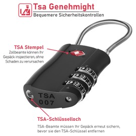 NAGE Suitcase Lock Combination Lock, Tent Lock, Lock with Combination Code 3 Digit, TSA Approved Luggage Lock, Cable Lock, Travel Lock for Suitcase, Backpacks, Tent (2 Pieces, Black)