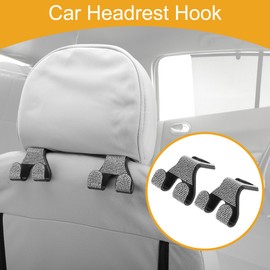 Partuto 2 Pcs Universal Car Seat Headrest Hook for Most Car, SUV, Truck Car Seat Back Organizer Hooks Sturdy ABS Rhinestone White 2.56"x2.83"